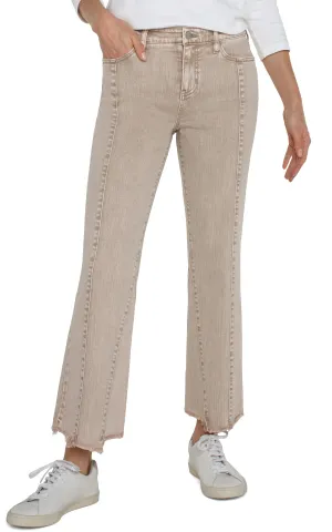 Liverpool Hannah Crop Flare Fray Hem Jeans Biscuit