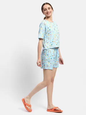 mSECRET Disney Print Blue two Piece Nightsuit