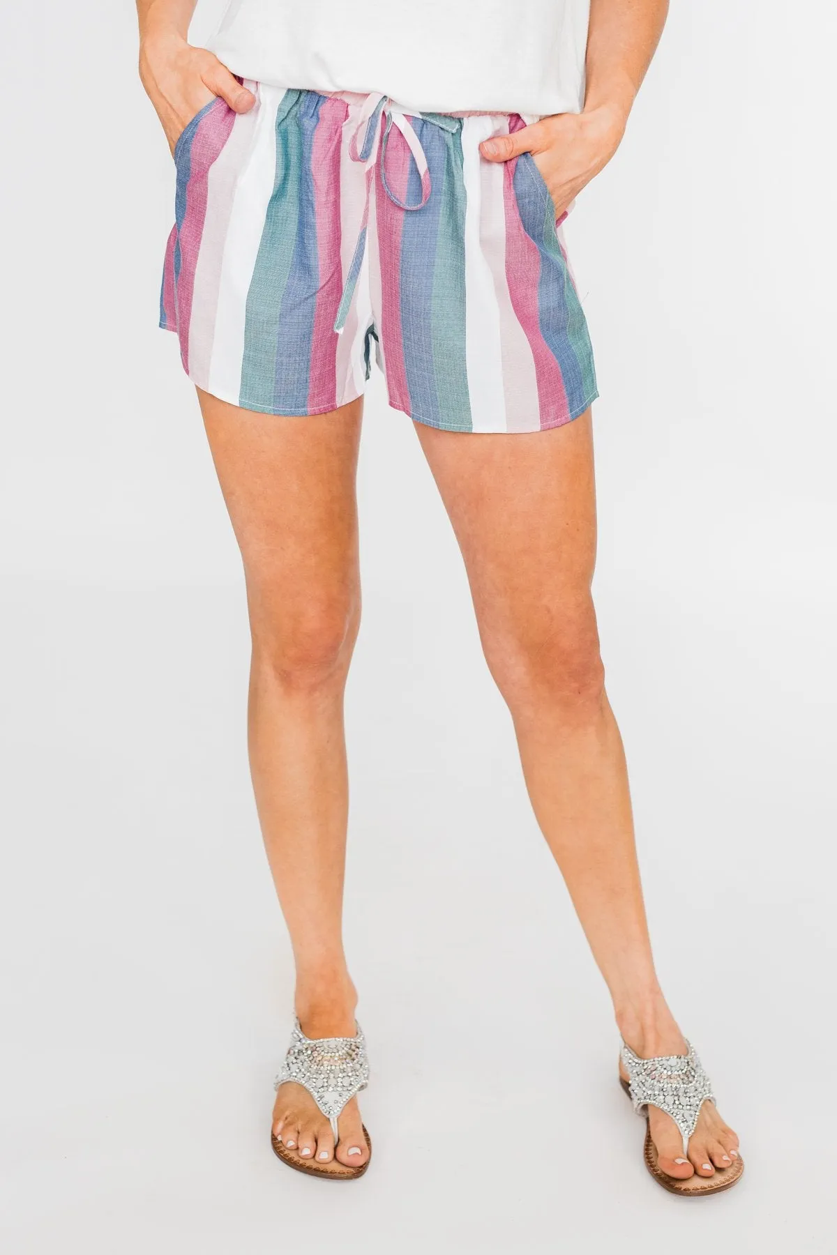 Multi Colored Fashion Shorts- Pink & Fuchsia