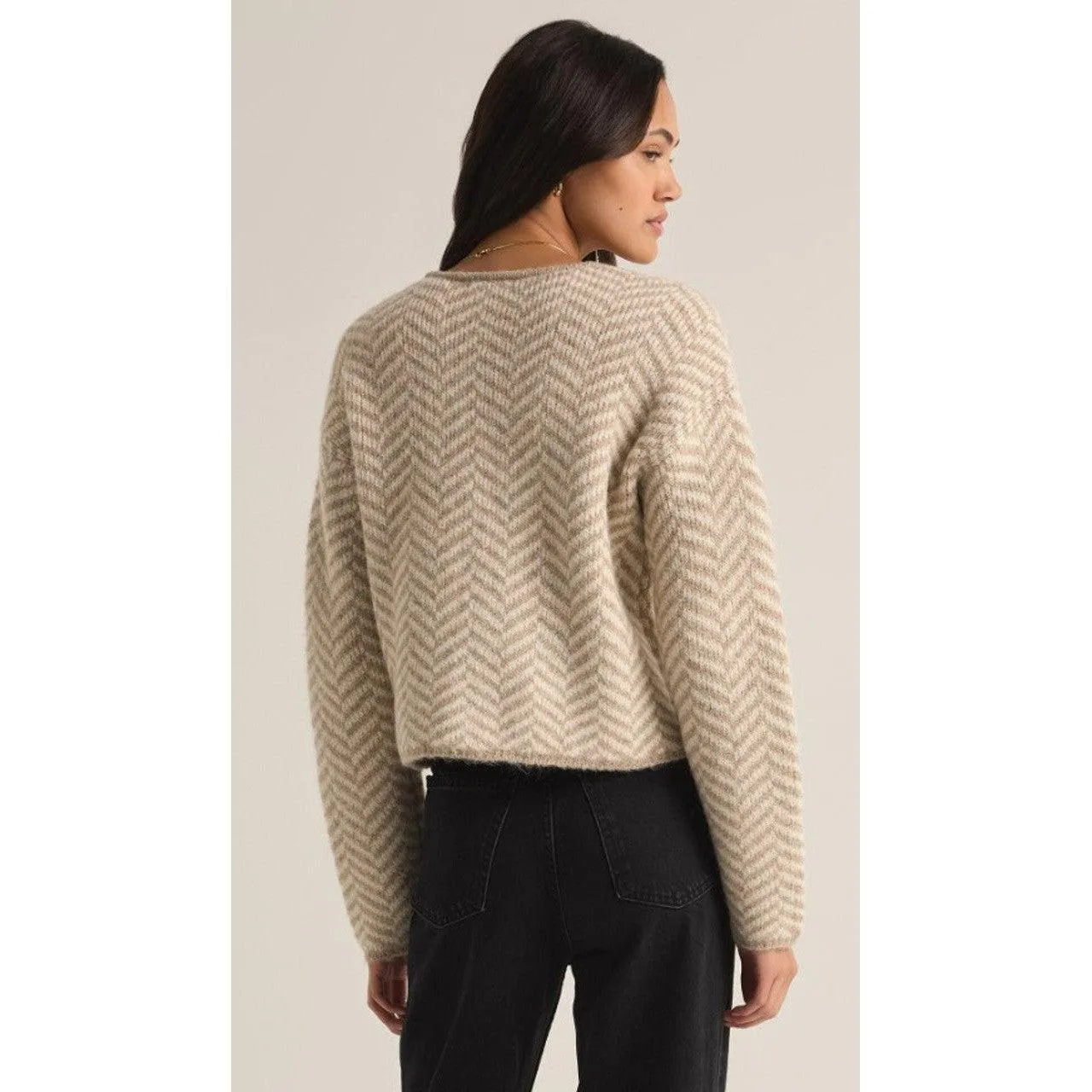 NAOMI HERRINGBONE CARDIGAN - SEA SALT