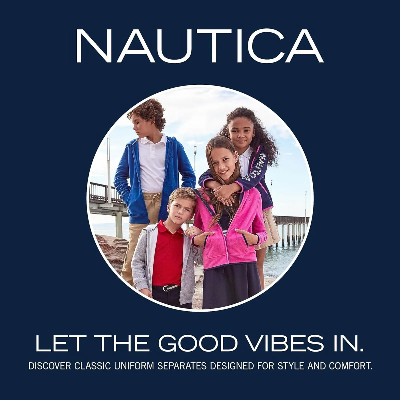 Nautica Girls Little School Uniform Interlock Skinny Leg Stretch Pants Navy 4