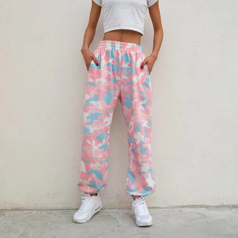 NCLAGEN New Women Camouflage Print Trousers Loose Harem Camo Pants Spring High Waist Casual Joggers Elastic Sweatpants