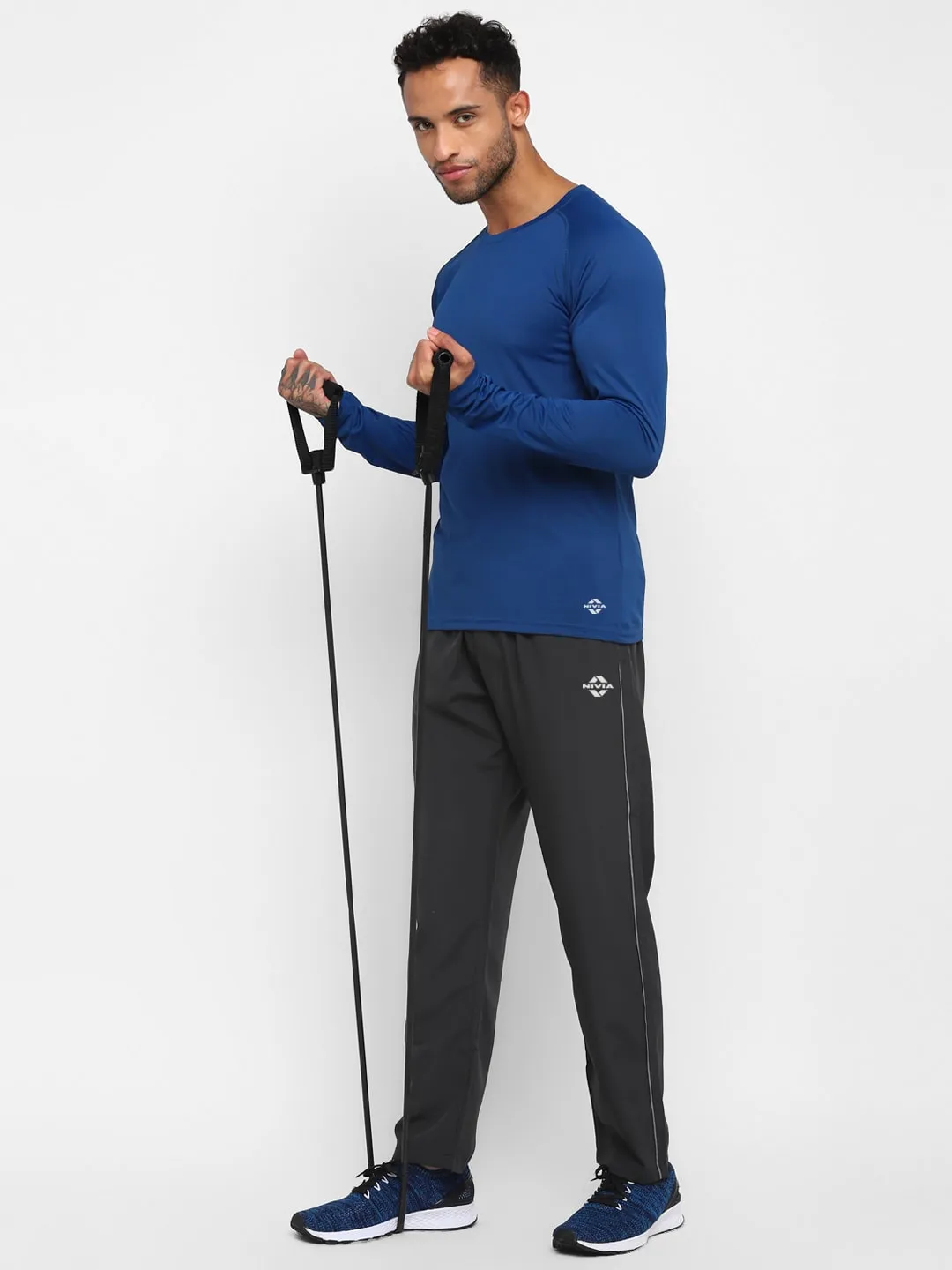 NIVIA Men Striped Pants/Running & Sports TrackpantsFor Men-Grey(S)