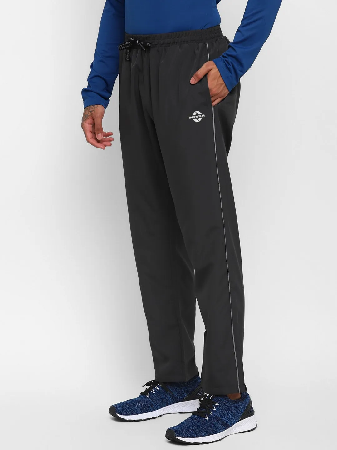 NIVIA Men Striped Pants/Running & Sports TrackpantsFor Men-Grey(S)