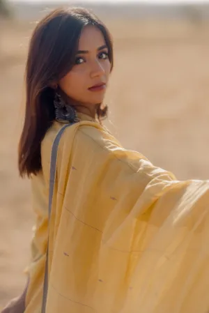 Ochre kurta set with Jaamdani Dupatta