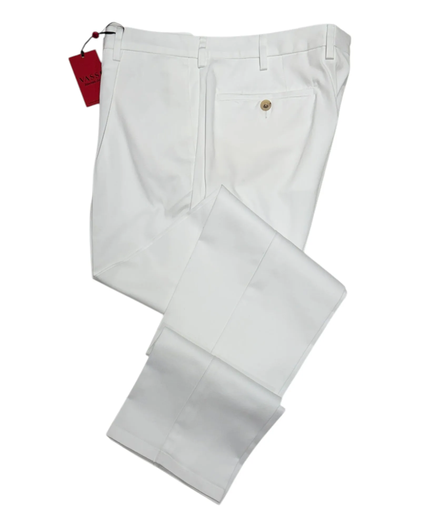 One Pleated Sartorial Cotton Trousers - White