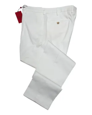 One Pleated Sartorial Cotton Trousers - White
