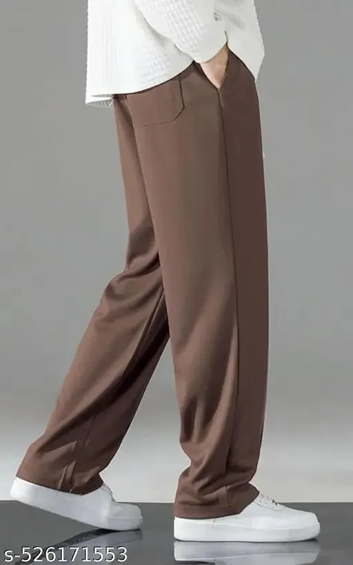 Pack of 2 Brown and Cream Trouser | Mens Flared Track Pants| Track Pants for mens loose fit| Trouser Pant for Men| Stylish Track Pants| Mens Trousers| Plain Track Pant