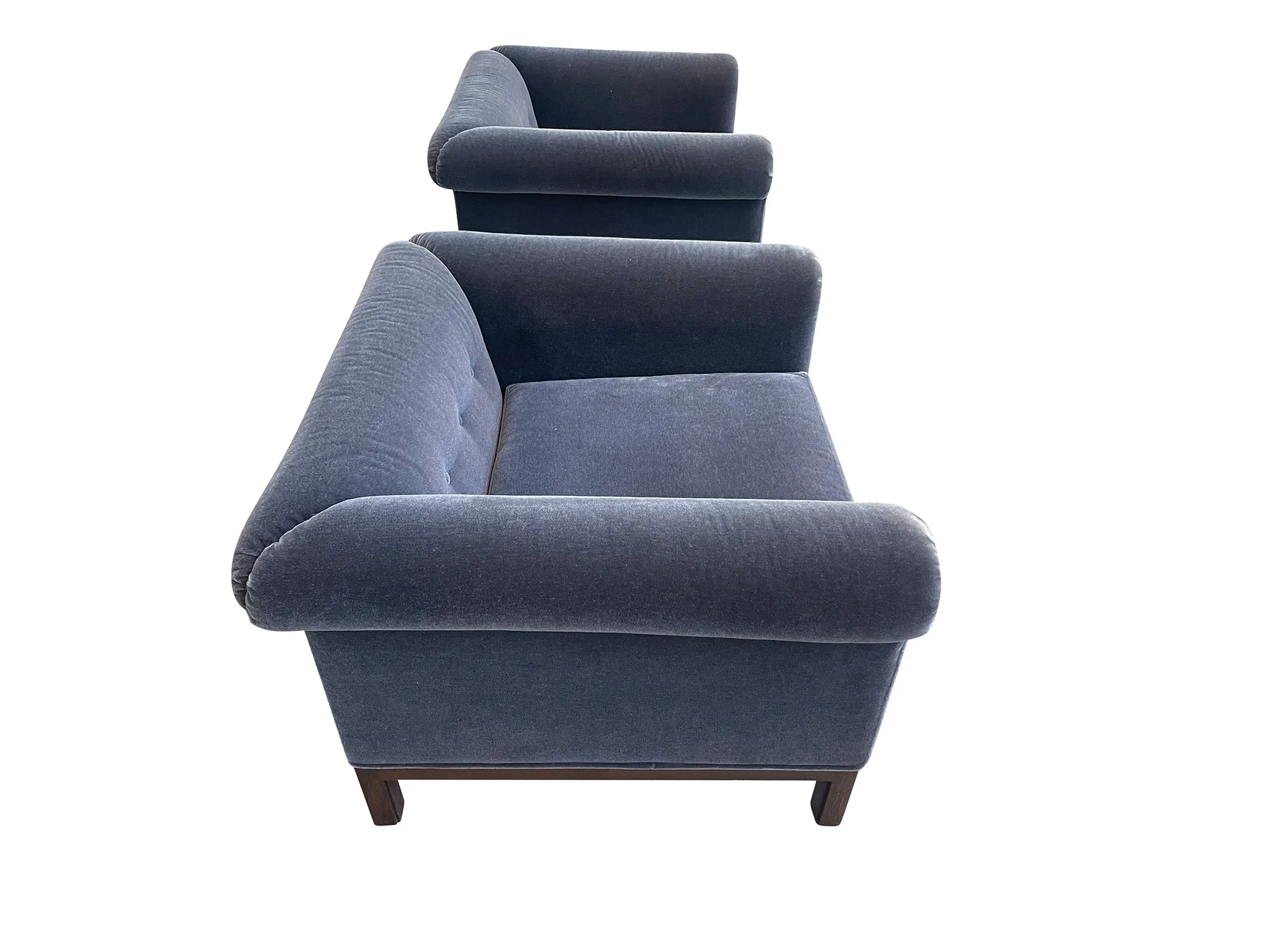 Pair of 1970s Roger Sprunger Roll Arm Chairs for Dunbar