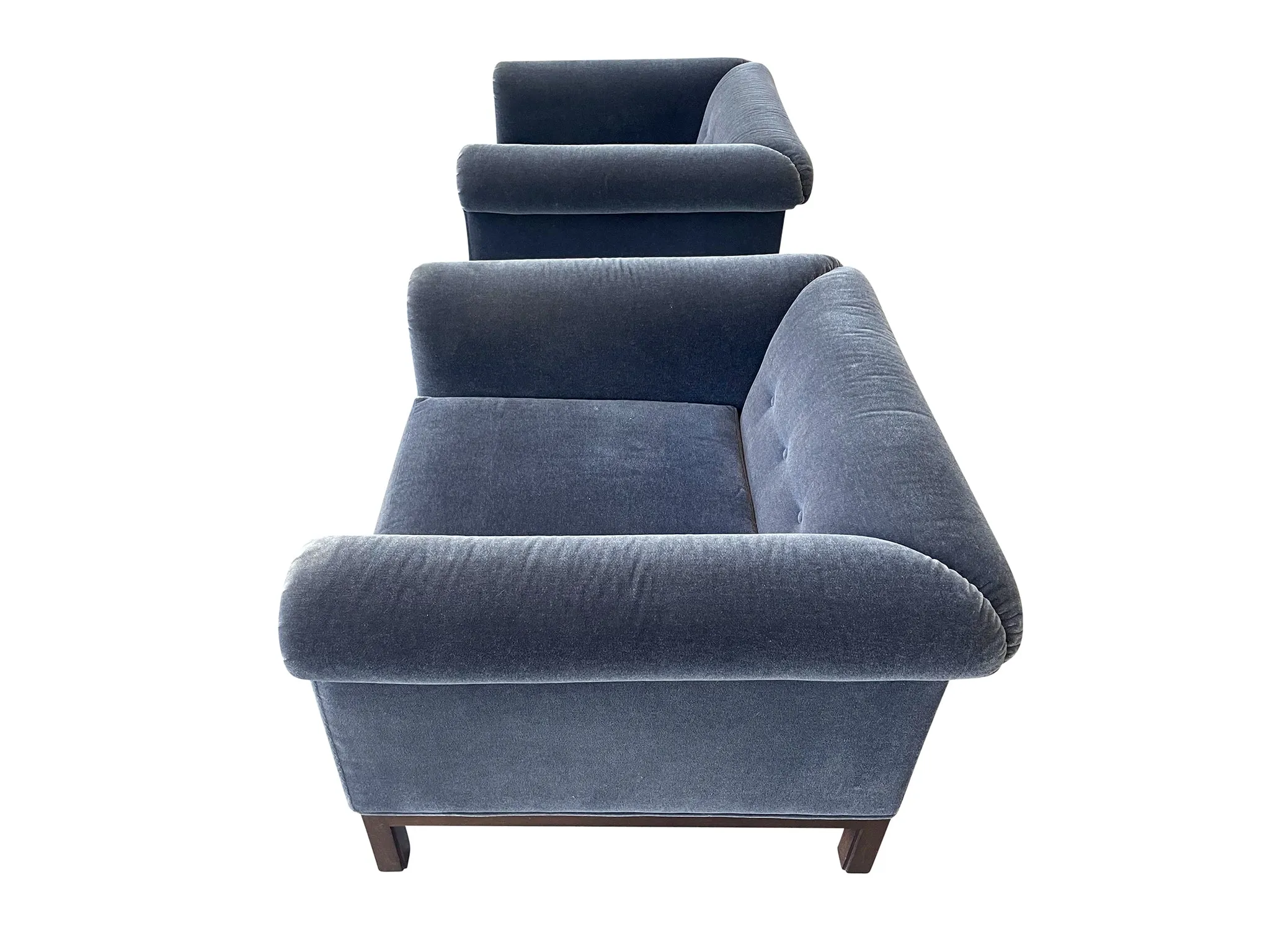 Pair of 1970s Roger Sprunger Roll Arm Chairs for Dunbar