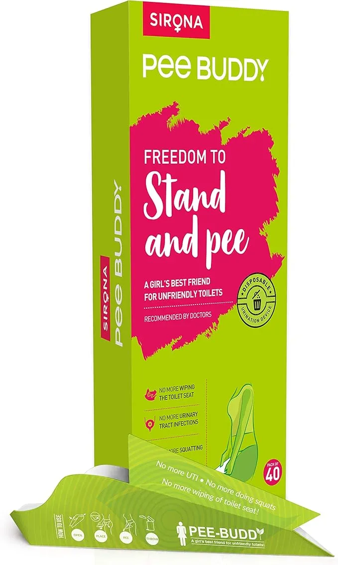 PeeBuddy 40 Funnels Portable Female Urination Device | Disposable Female Urinal Funnel | Travel, Camping, Hiking and Outdoor Activities | Discreet and Compact Stand and Pee Funnel for Women, Girls