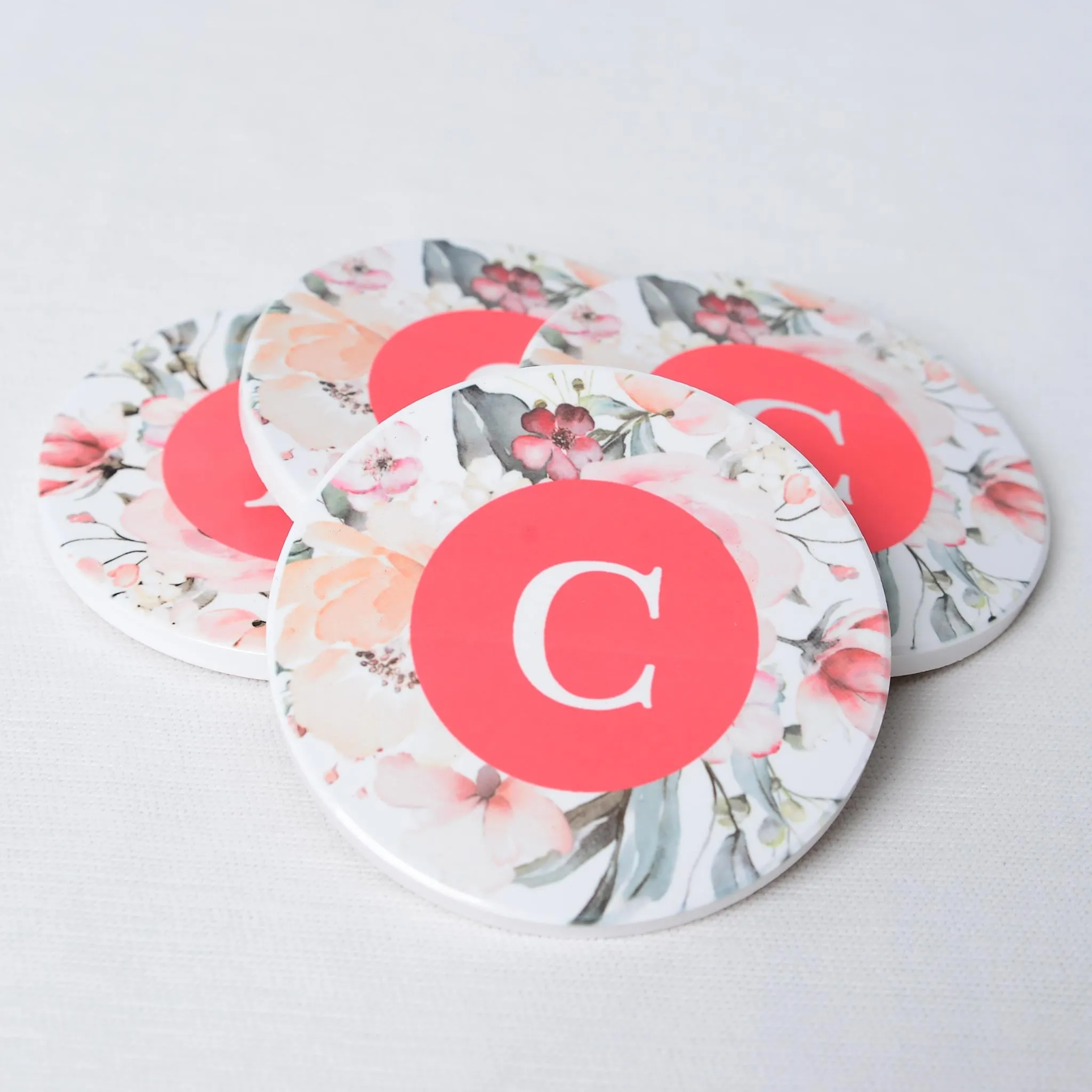 Personalized Ceramic Coasters Set, 4