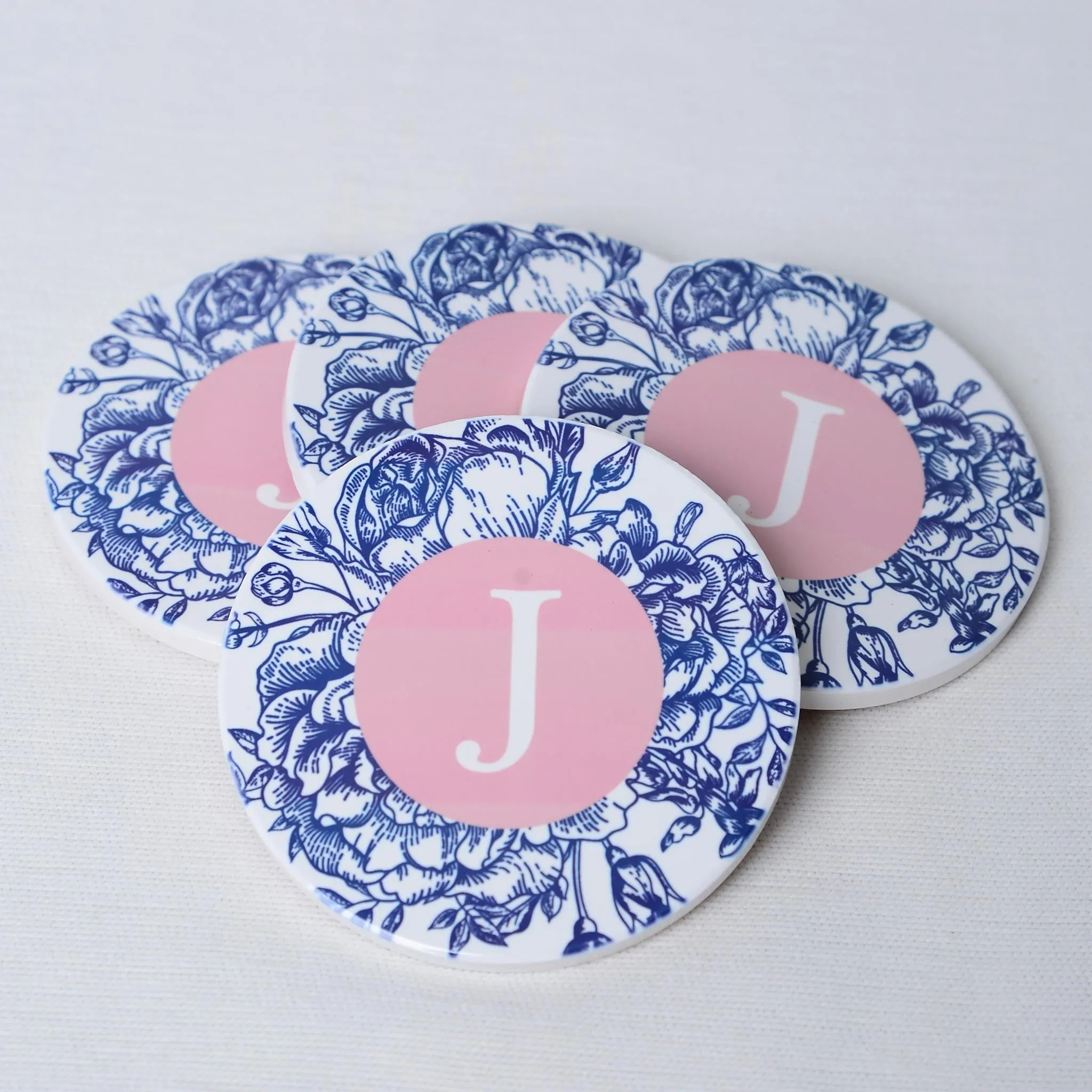 Personalized Ceramic Coasters Set, 4