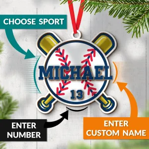 Personalized Sports Wood Ornament