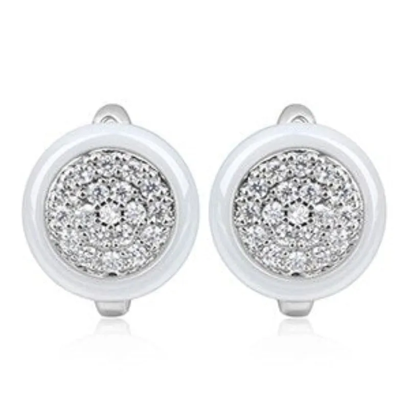 Pink Ceramic Gold Stud Earrings For Women Jewelry