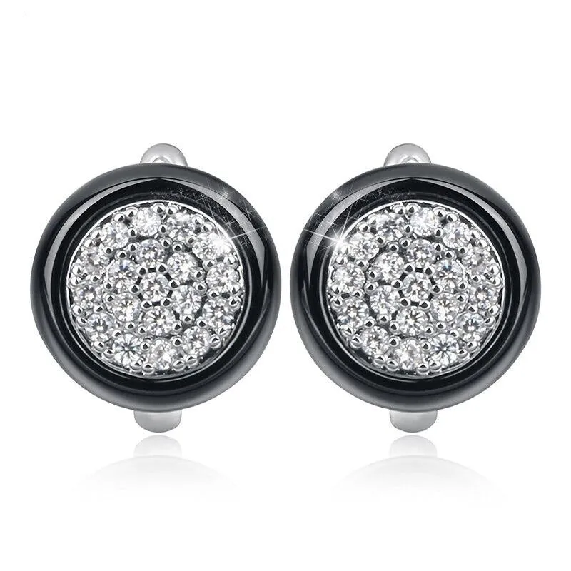 Pink Ceramic Gold Stud Earrings For Women Jewelry