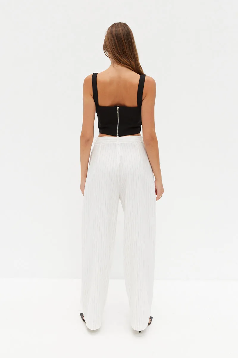 Pinstripe Pants - White
