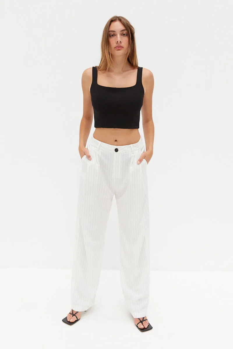 Pinstripe Pants - White