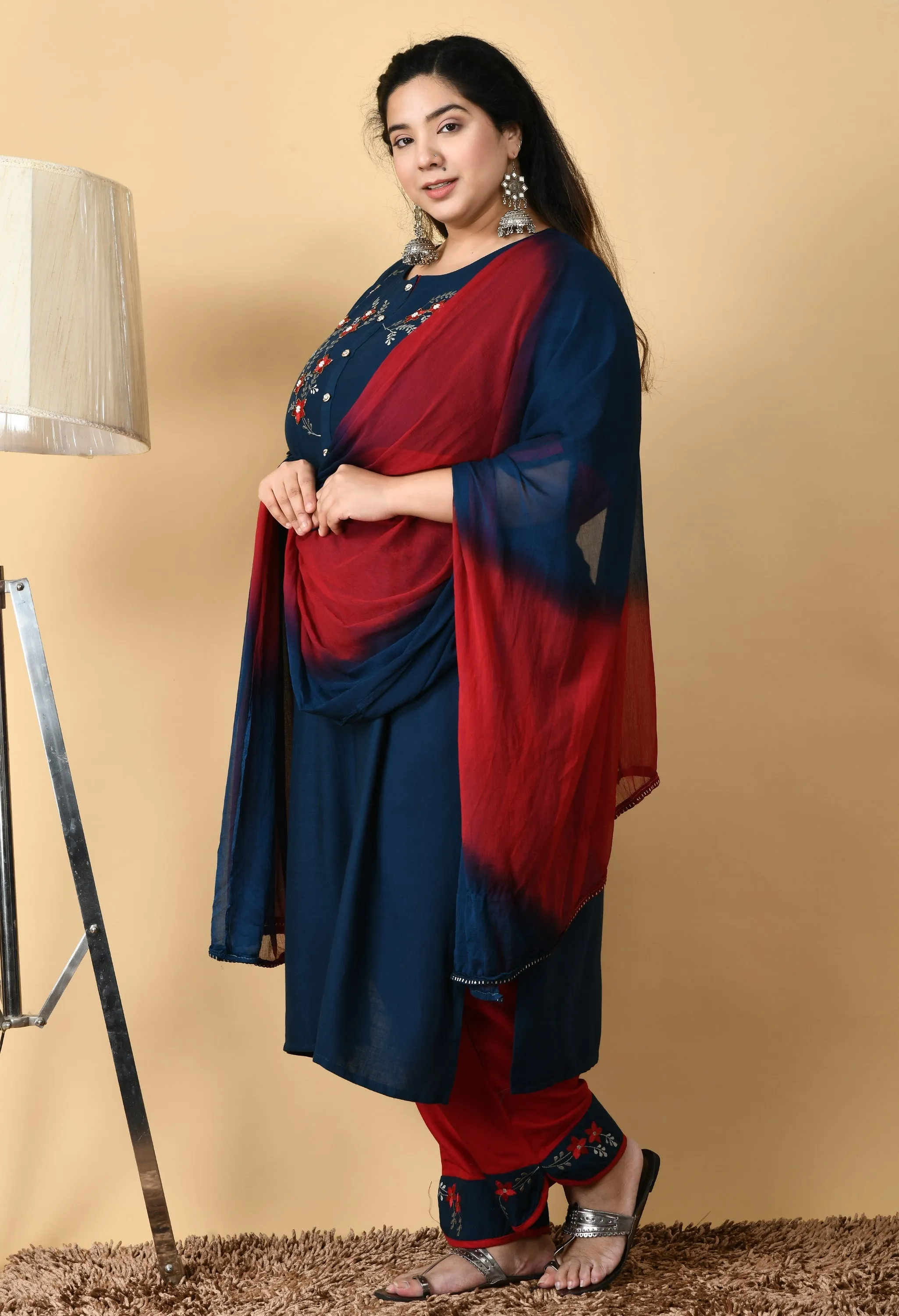 Plus Size Sullen Teal Blue Kurta Pant Set