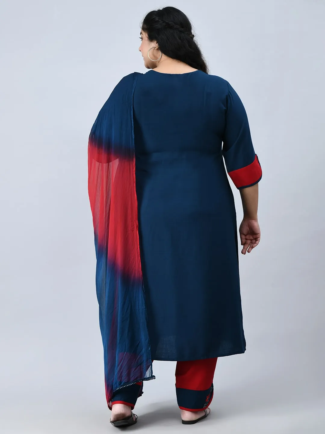 Plus Size Sullen Teal Blue Kurta Pant Set