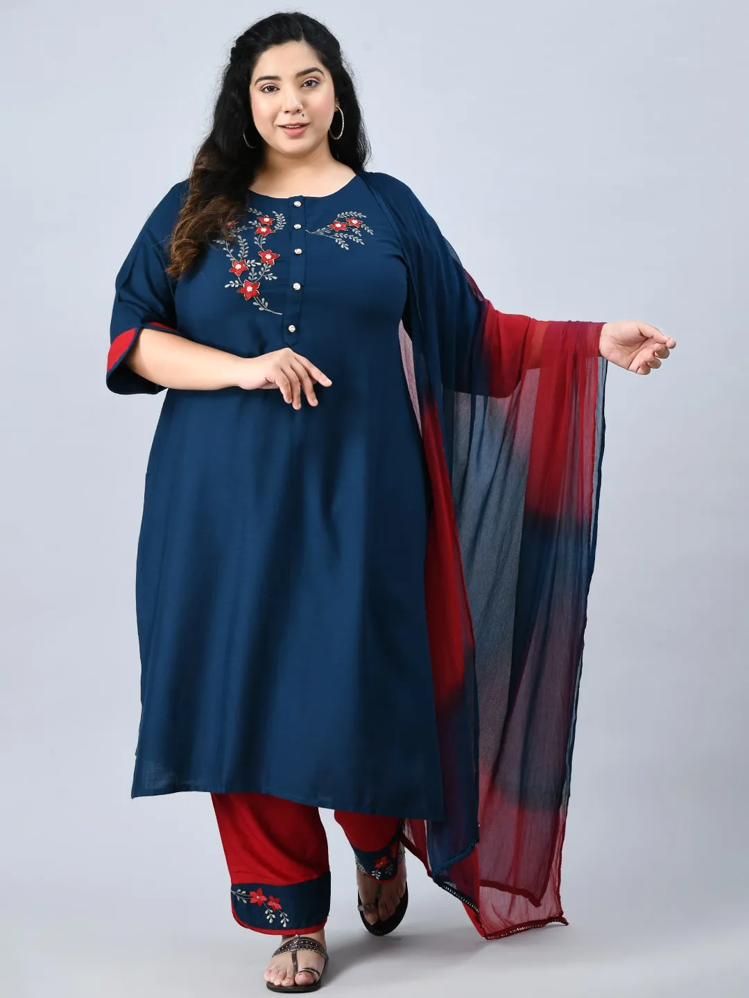 Plus Size Sullen Teal Blue Kurta Pant Set