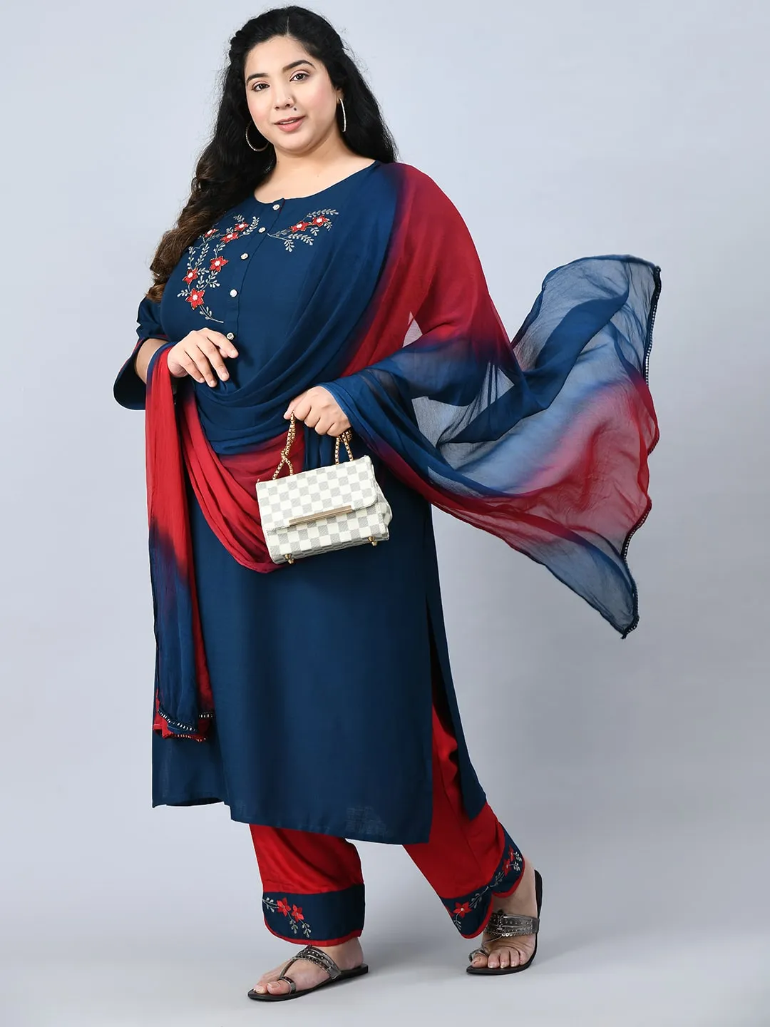 Plus Size Sullen Teal Blue Kurta Pant Set