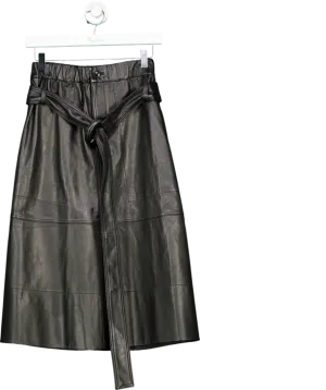 Proenza Schouler White Label Black Lambs Leather Belted Skirt UK 4
