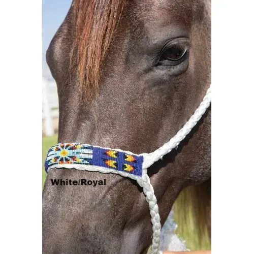 Professional's Choice Cowboy Braided Rope Halter-White & Royal