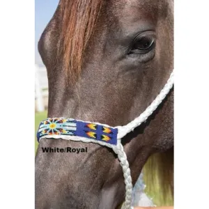 Professional's Choice Cowboy Braided Rope Halter-White & Royal