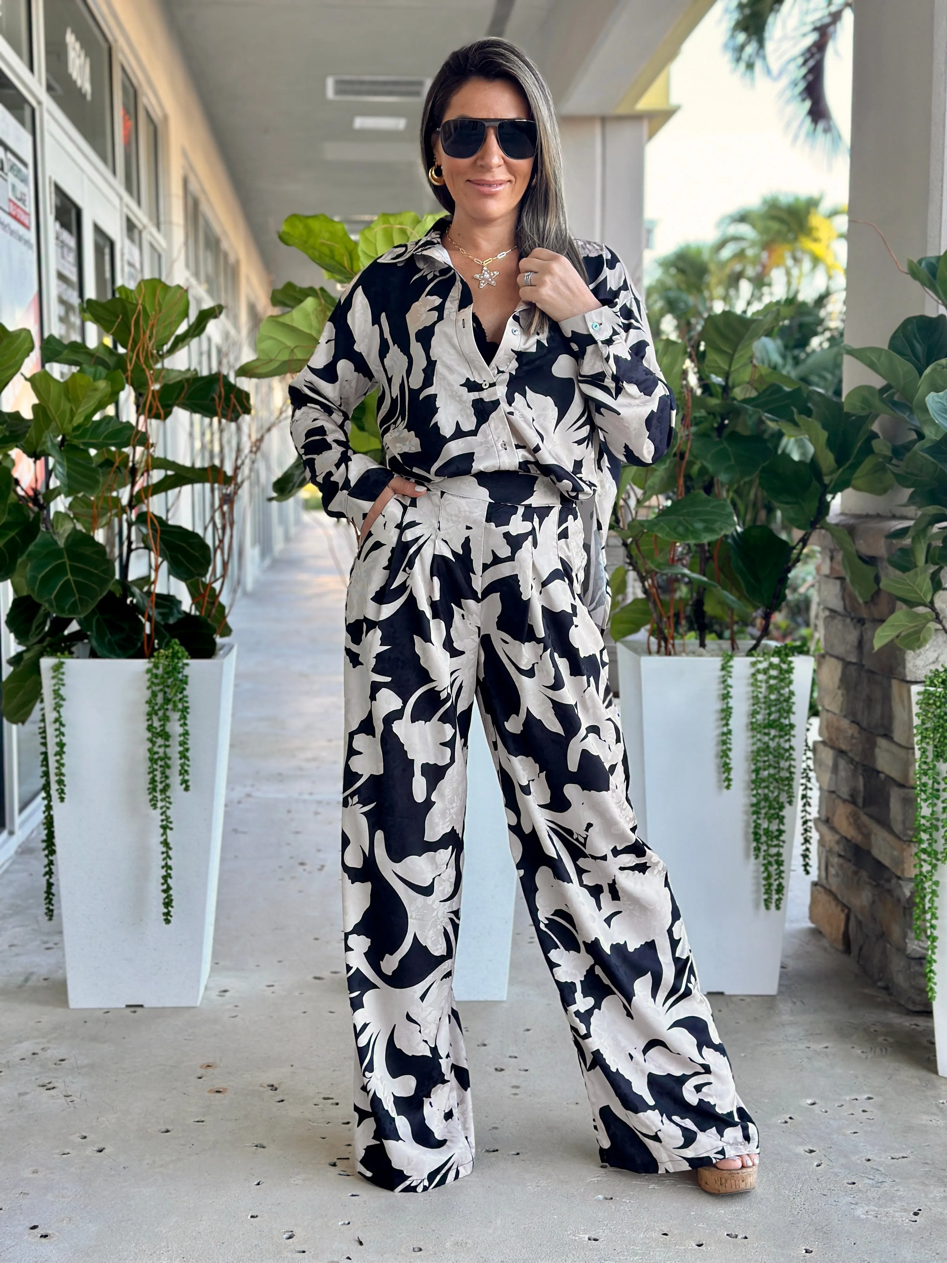 "Bria" Long Sleeve Shirt And Pants Set
