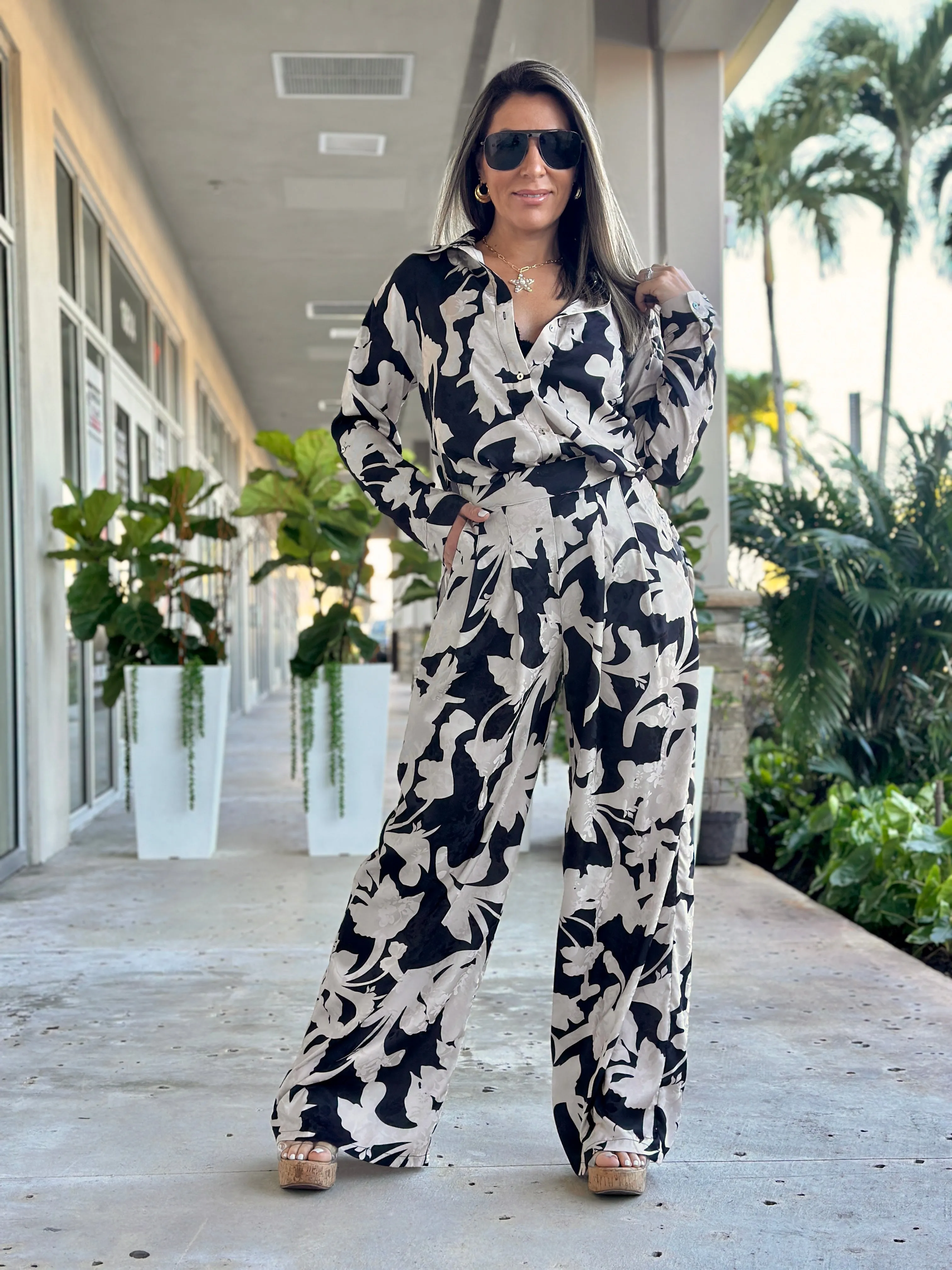 "Bria" Long Sleeve Shirt And Pants Set