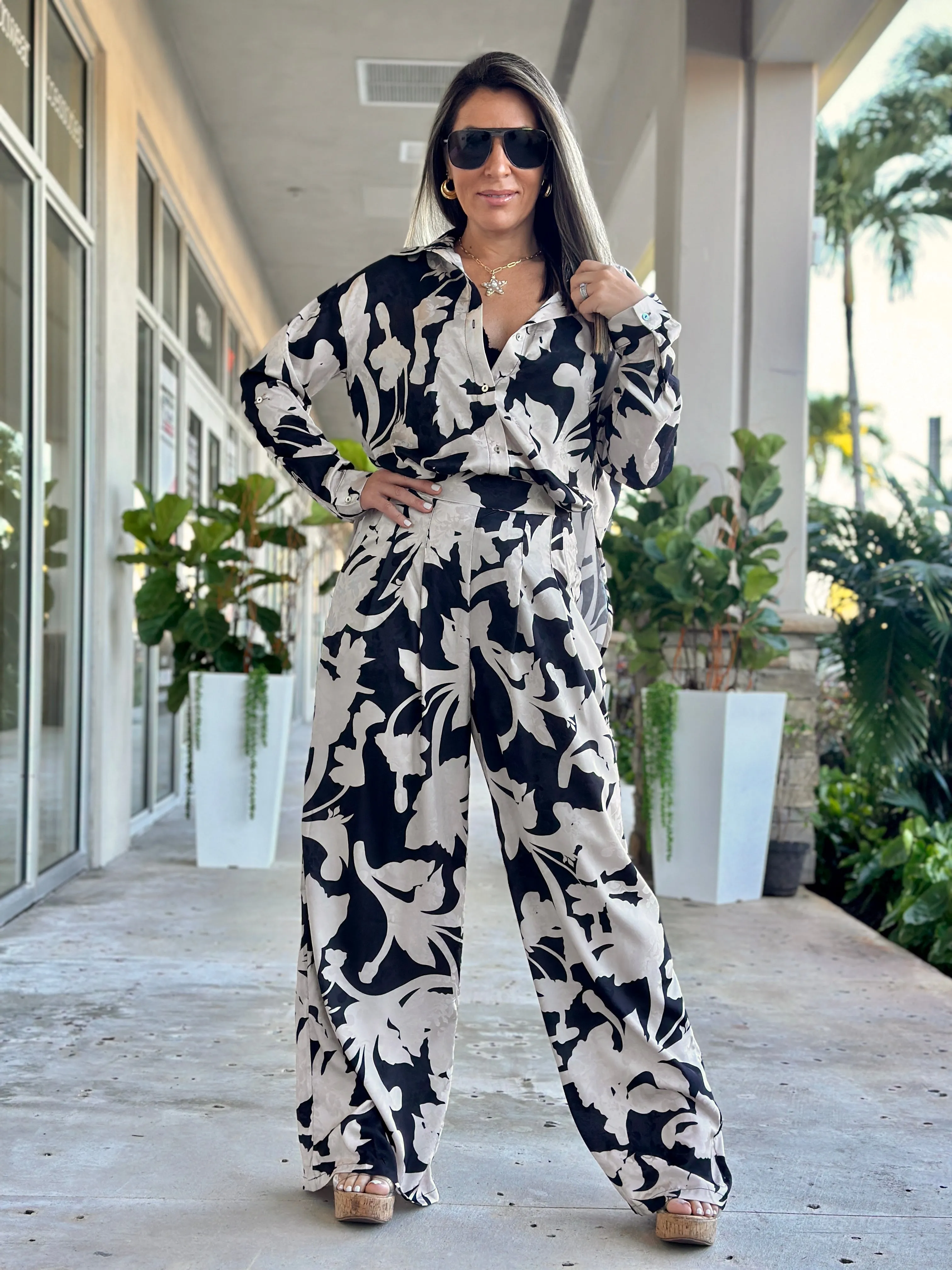 "Bria" Long Sleeve Shirt And Pants Set