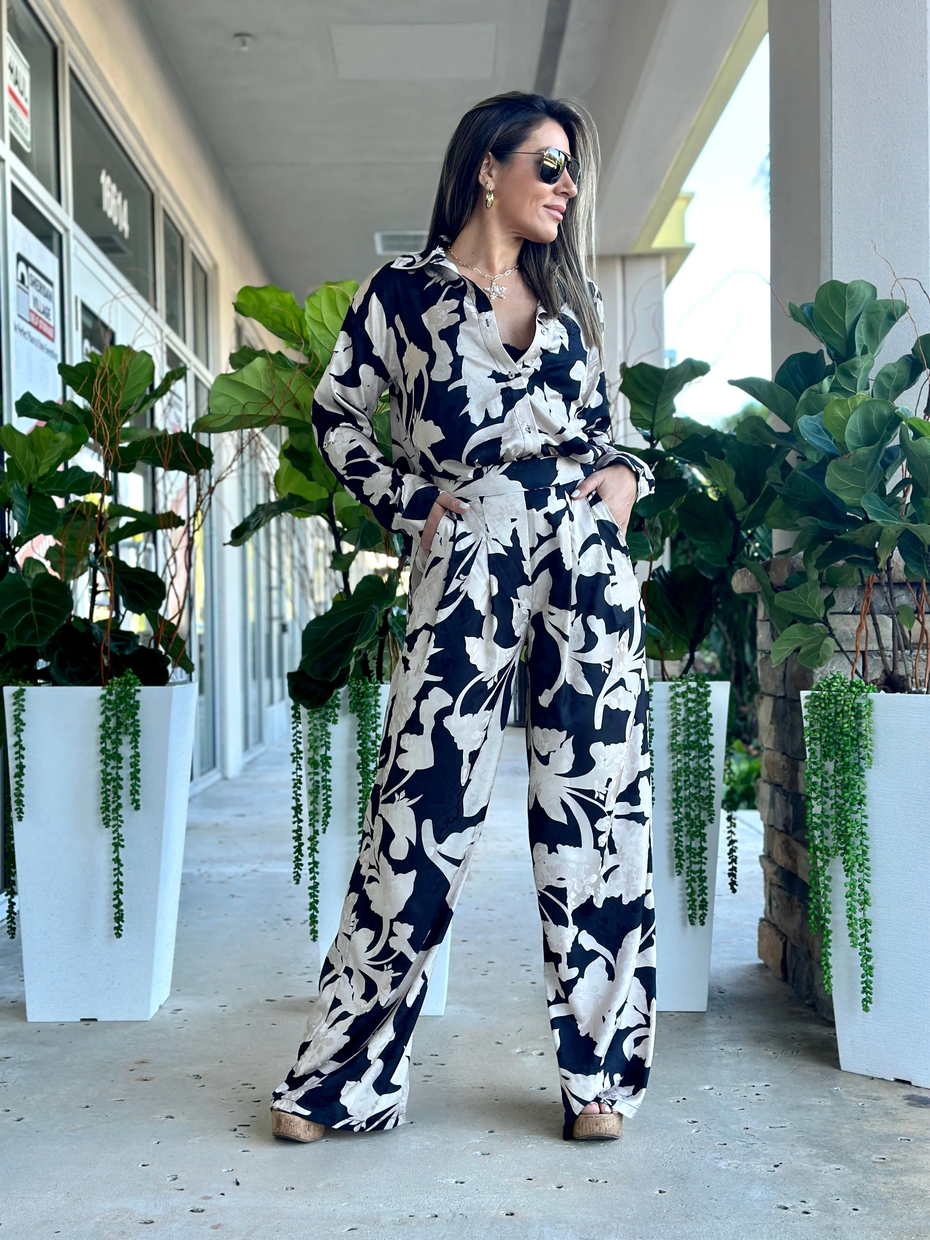 "Bria" Long Sleeve Shirt And Pants Set