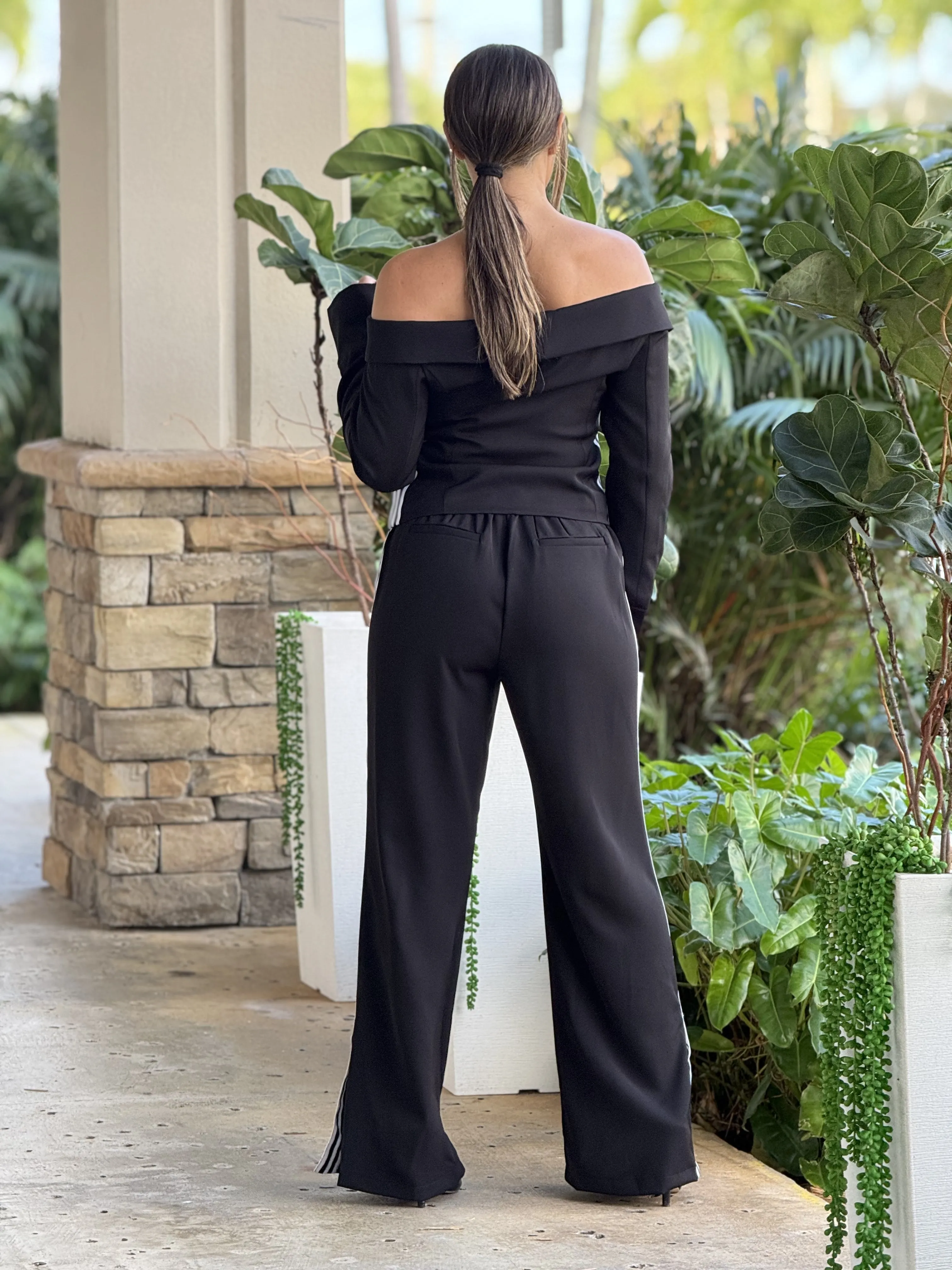 "Giselle" Long Sleeve Off Shoulder Top And Matching Pants Set
