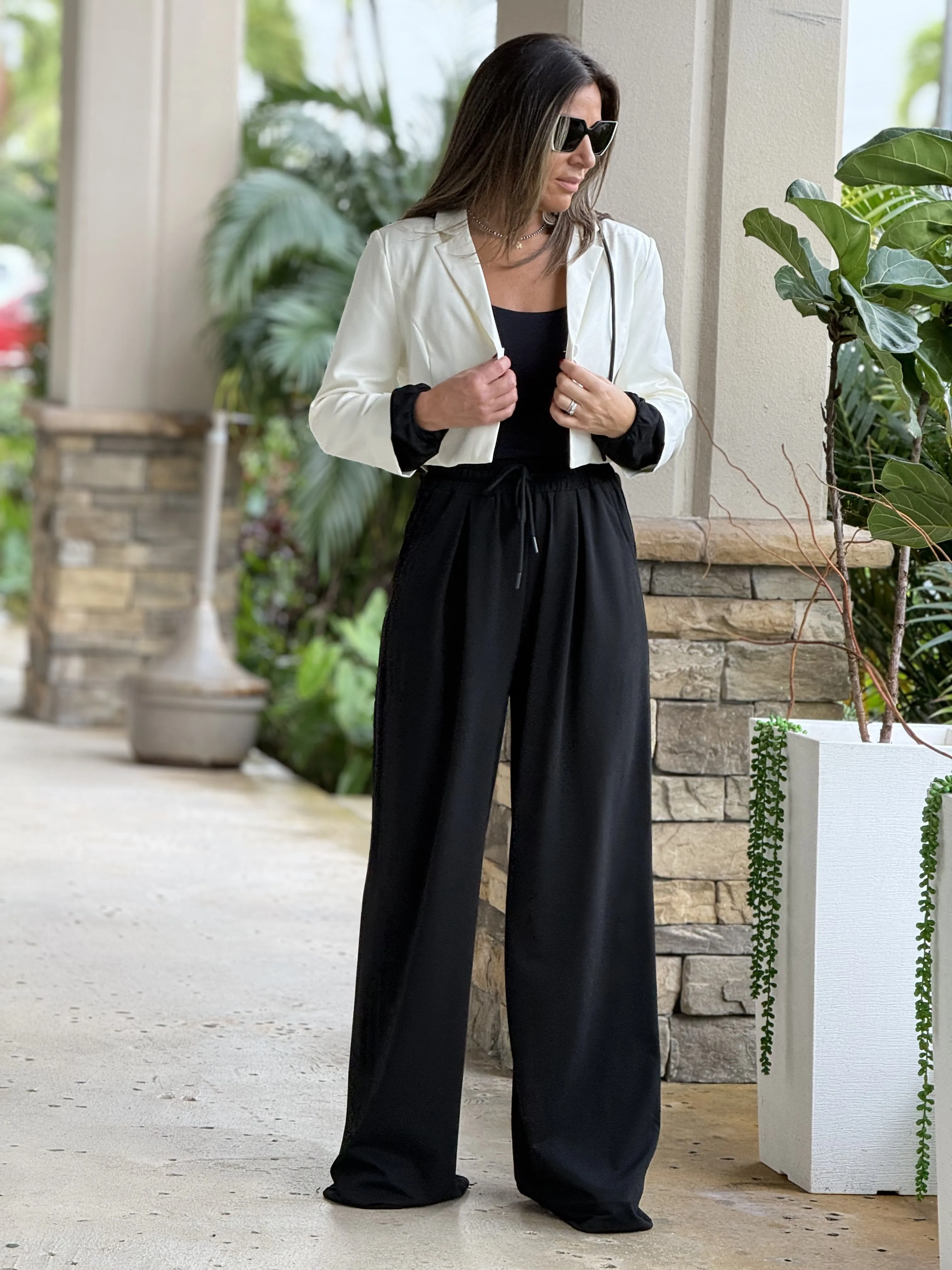"Tammy" Crop Blazer And High Waisted Pants Set