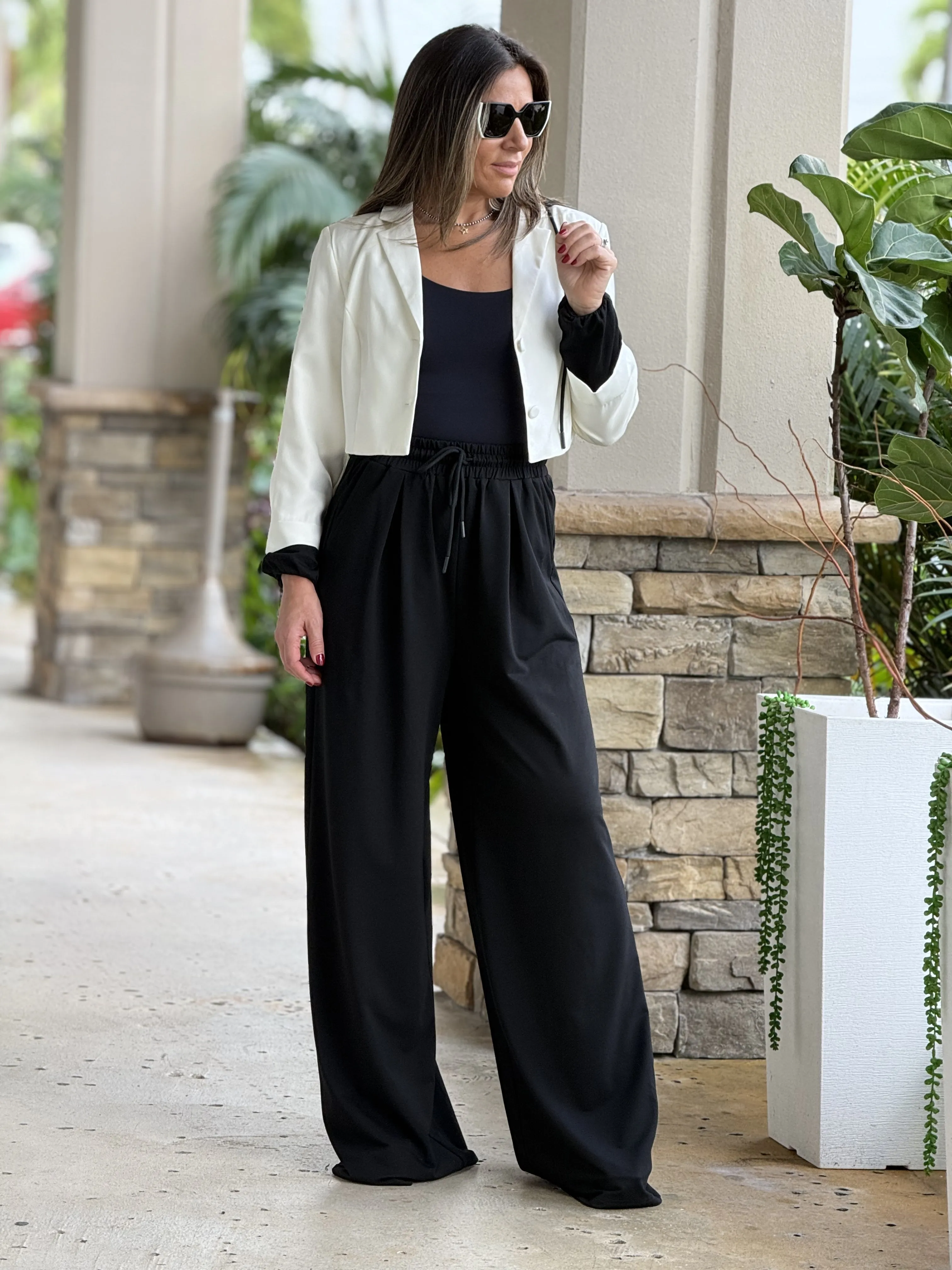 "Tammy" Crop Blazer And High Waisted Pants Set