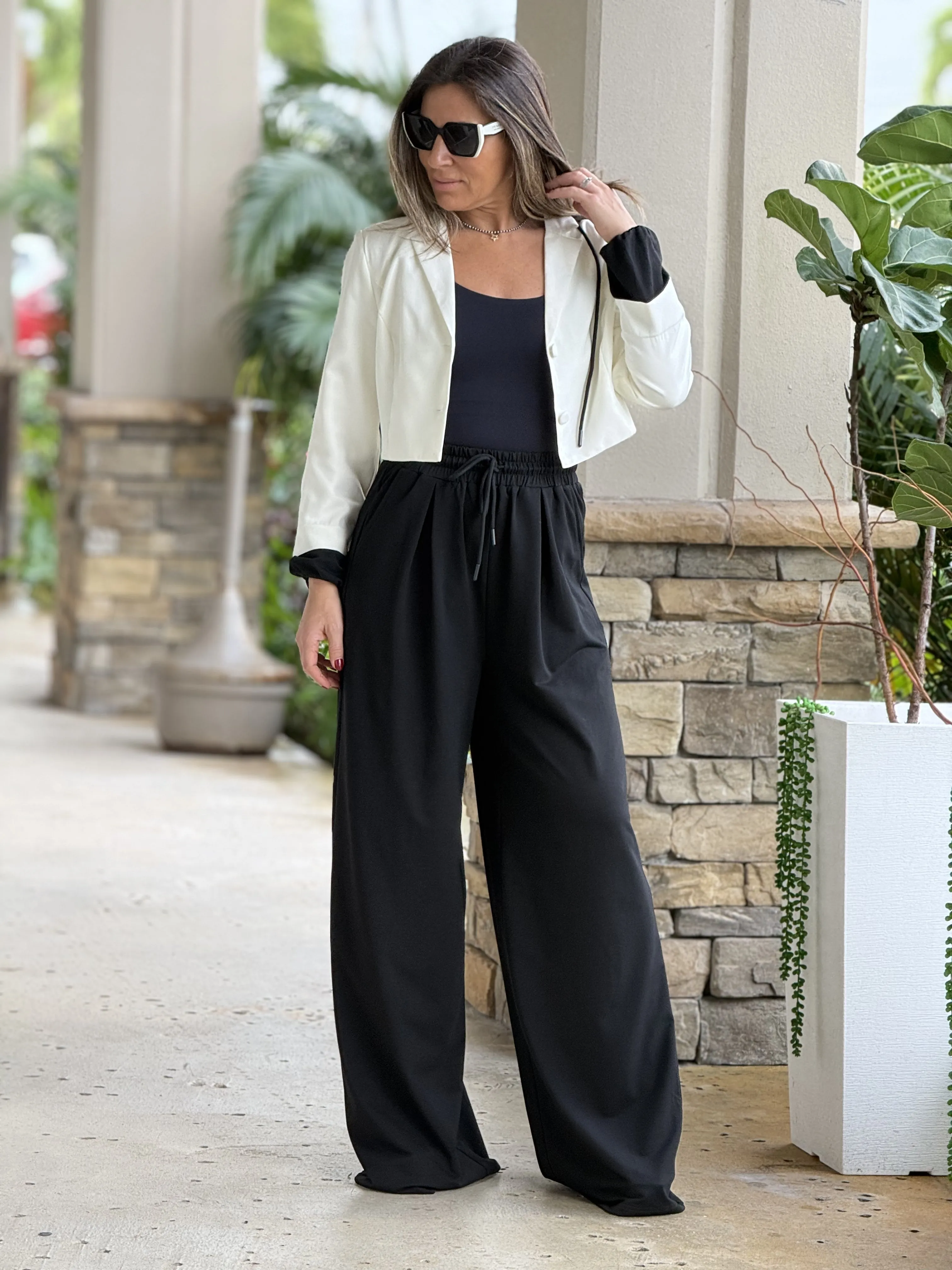 "Tammy" Crop Blazer And High Waisted Pants Set