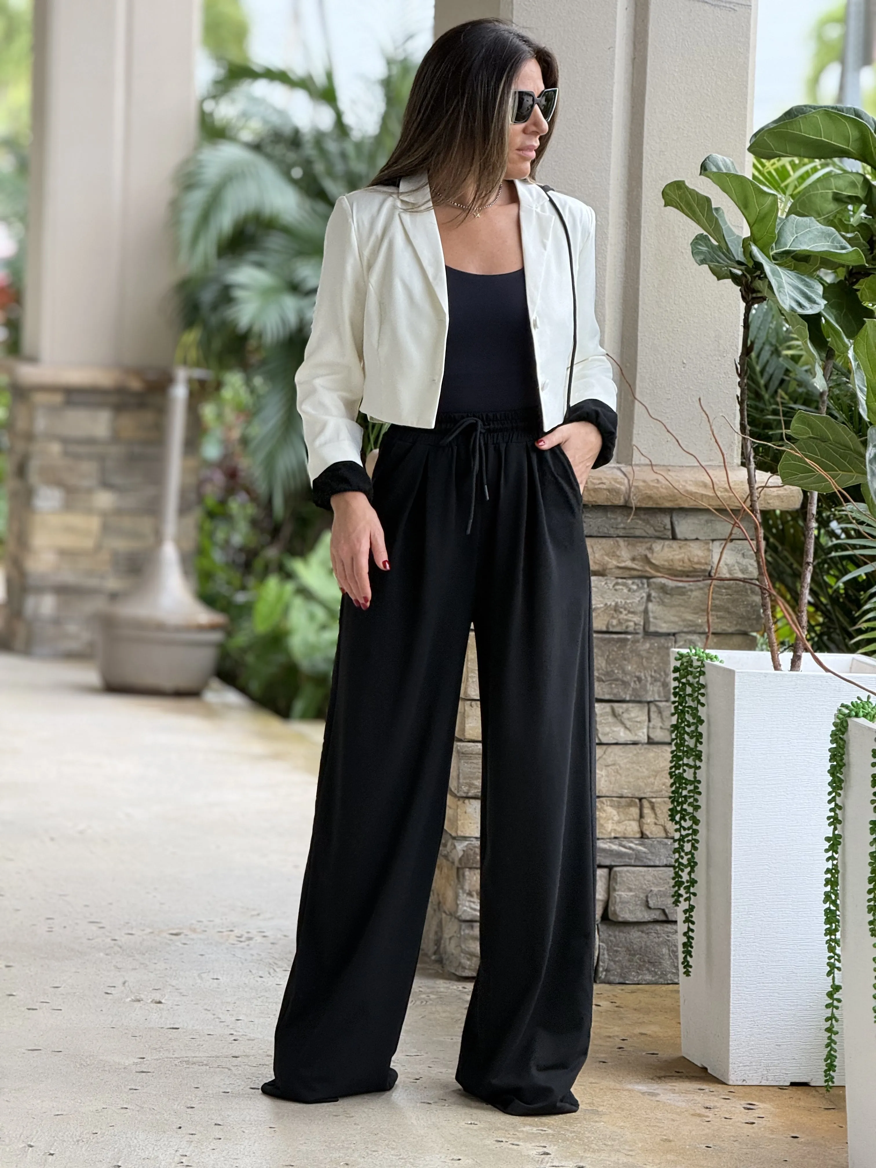 "Tammy" Crop Blazer And High Waisted Pants Set
