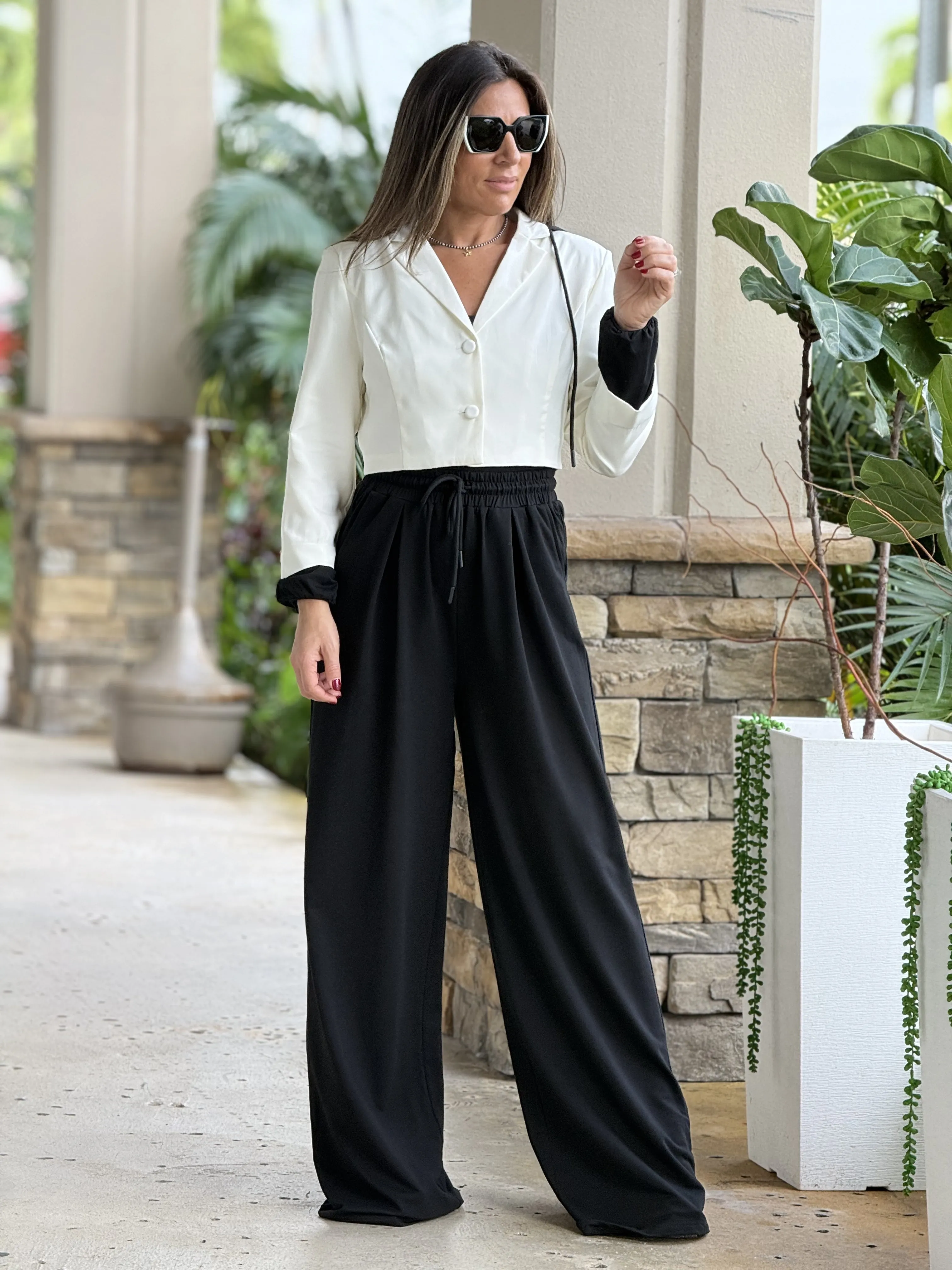 "Tammy" Crop Blazer And High Waisted Pants Set