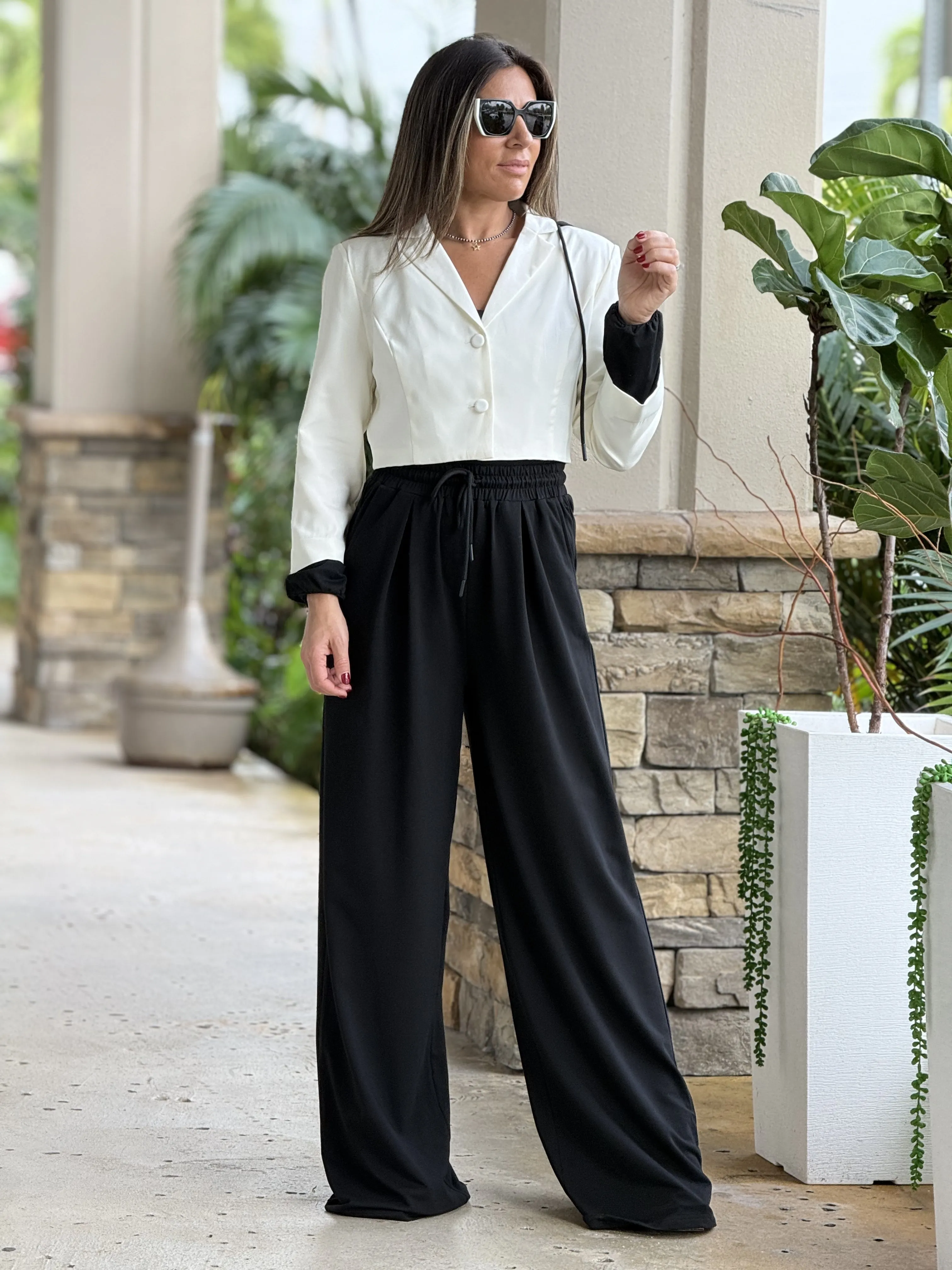 "Tammy" Crop Blazer And High Waisted Pants Set