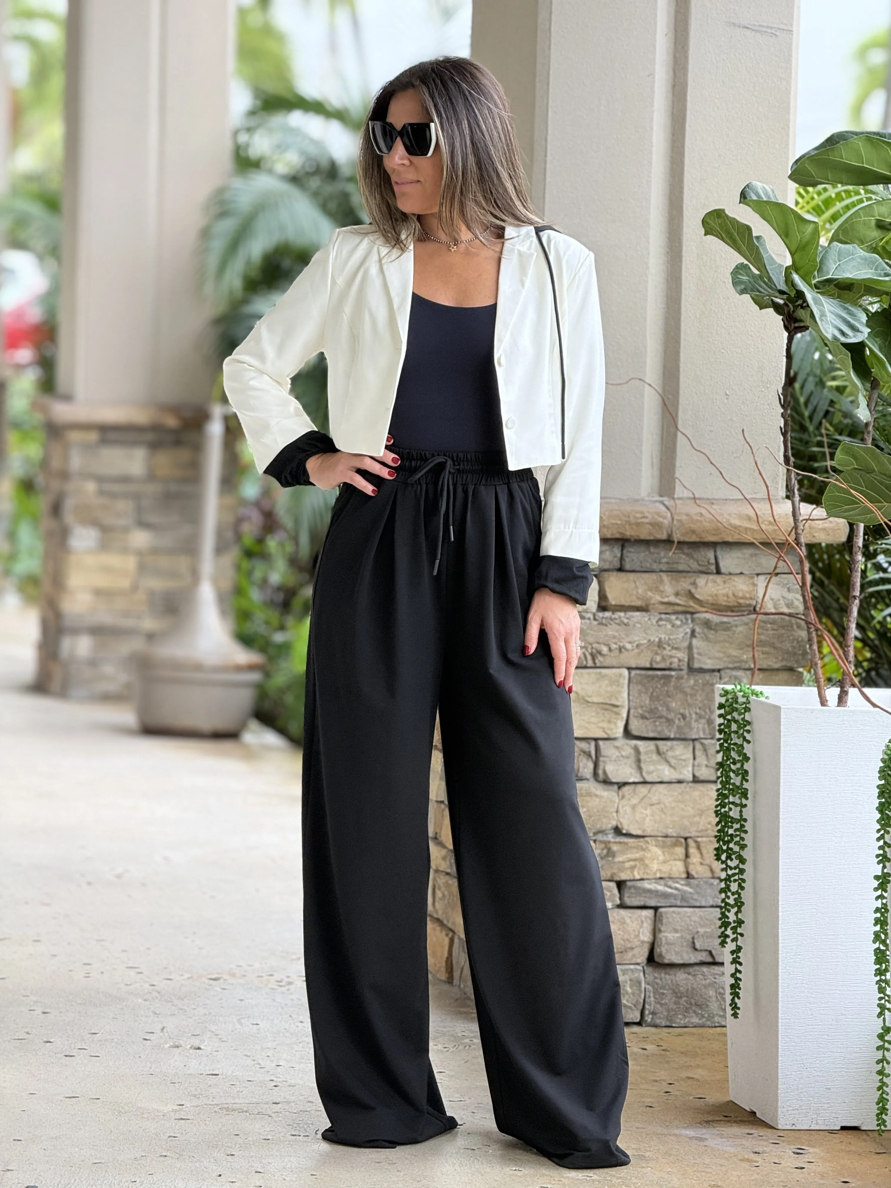 "Tammy" Crop Blazer And High Waisted Pants Set