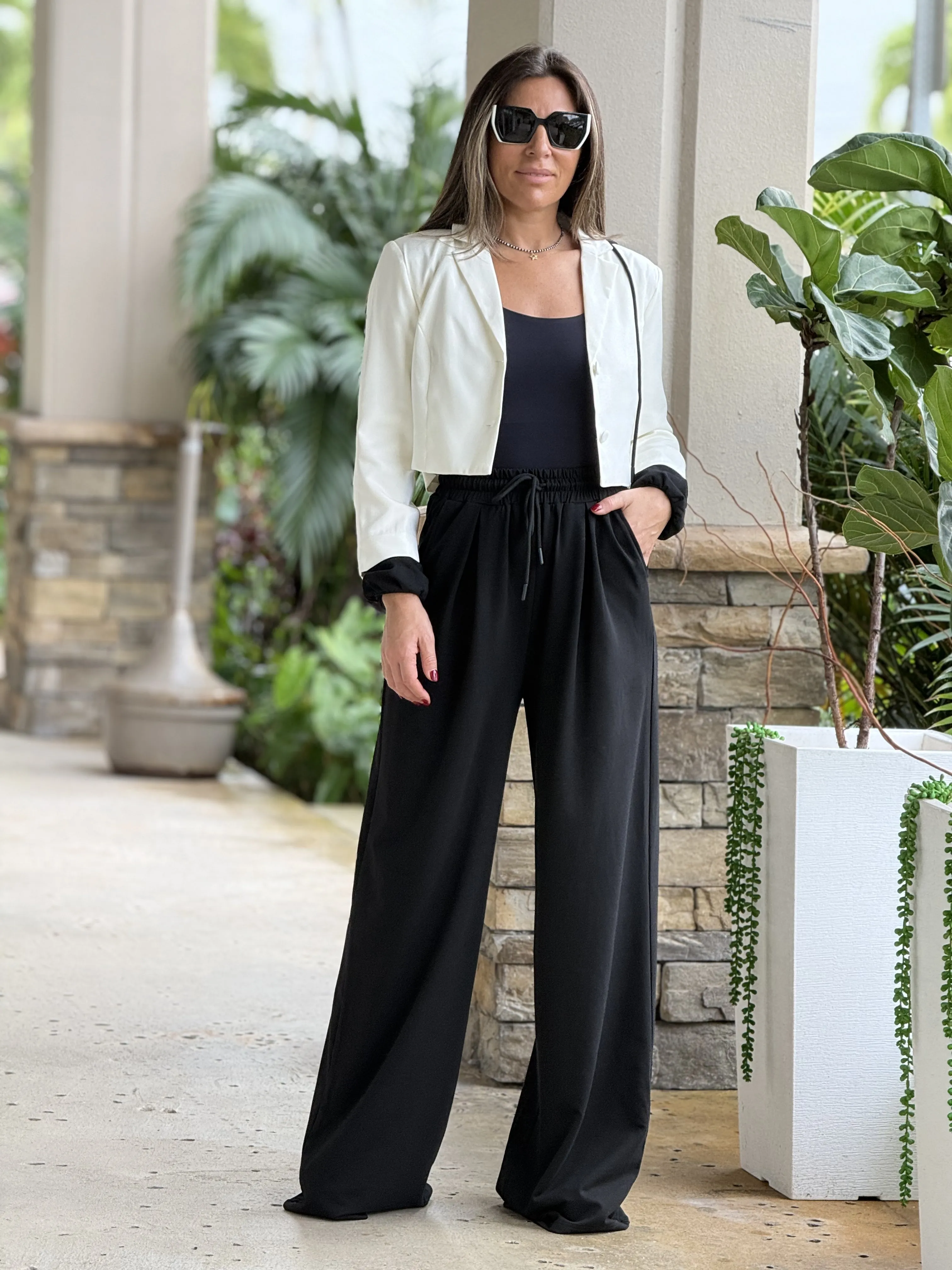 "Tammy" Crop Blazer And High Waisted Pants Set