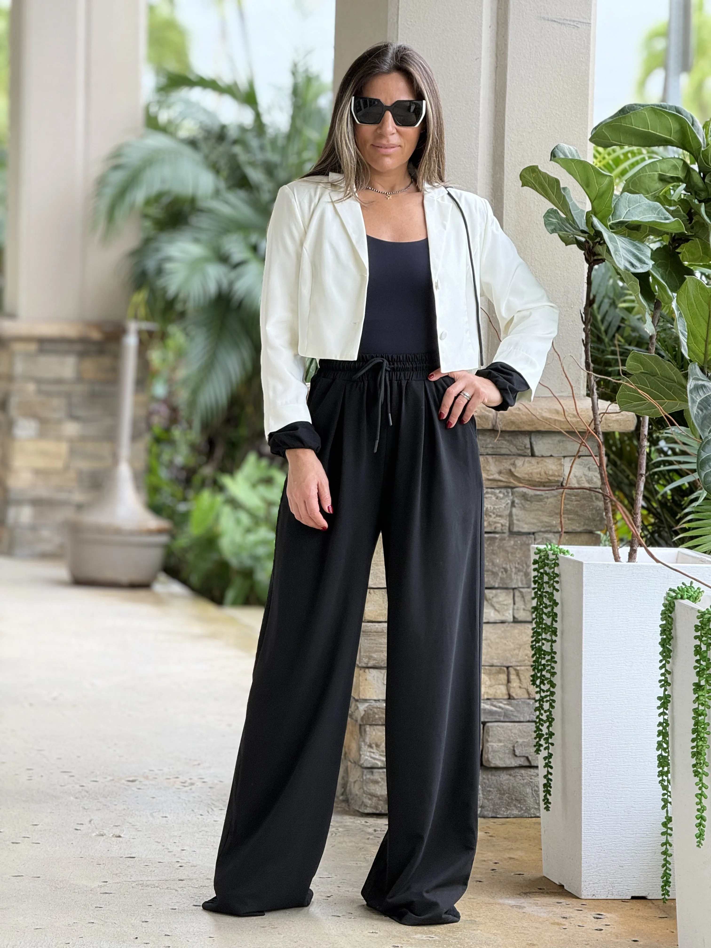 "Tammy" Crop Blazer And High Waisted Pants Set