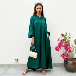 RAM21 LINA EMERALD GREEN KAFTAN BELTED MAXI DRESS