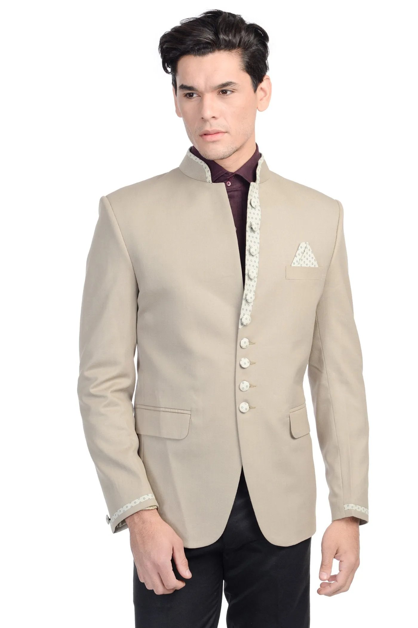 Rayon Cotton Beige Bandhgala