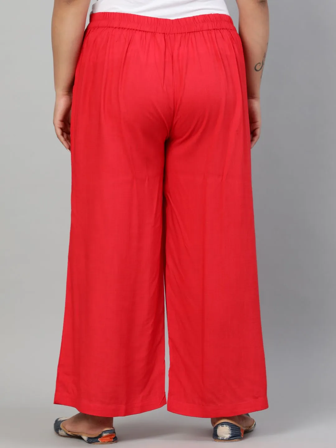 Red Solid Rayon Palazzo