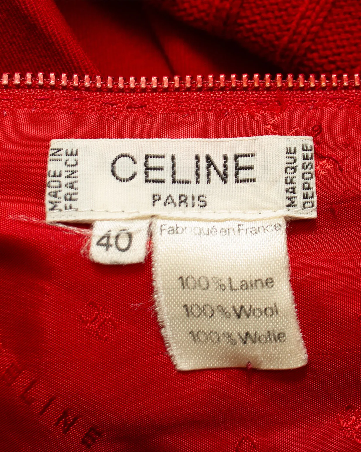 Red Wool Cardigan and Gabardine Skirt Ensemble