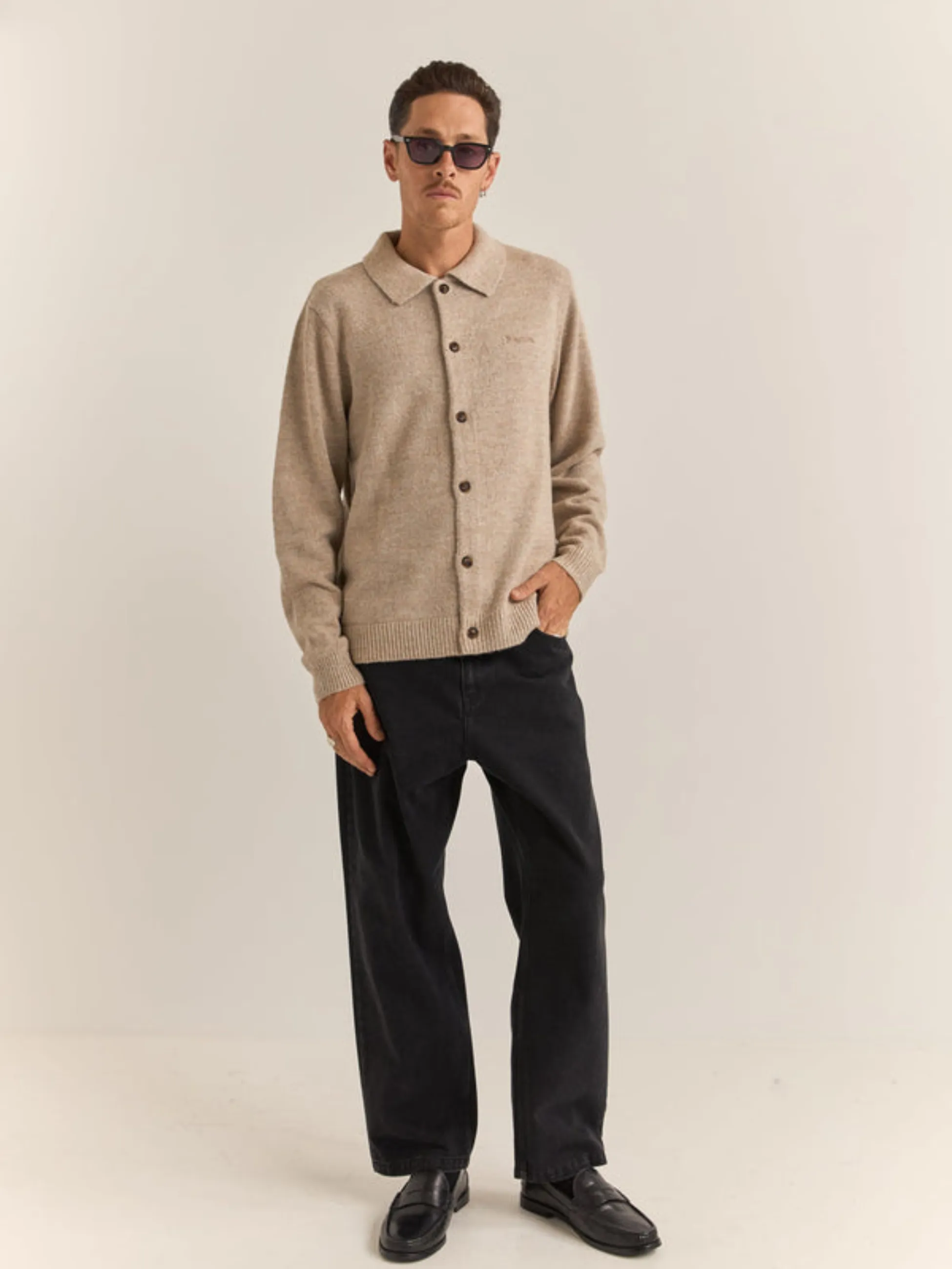 Rhythm Mohair Knit Button Up - Natural
