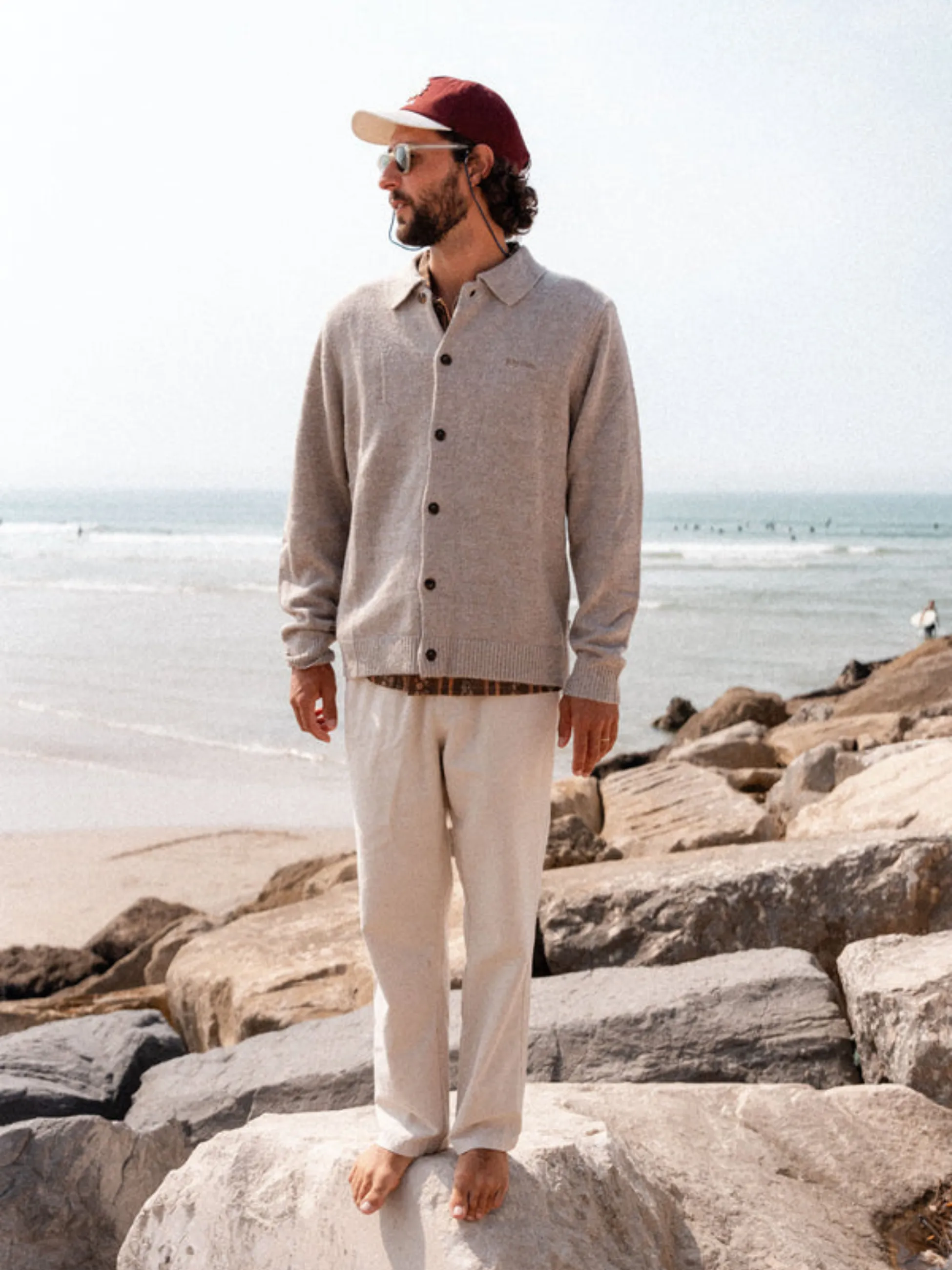 Rhythm Mohair Knit Button Up - Natural