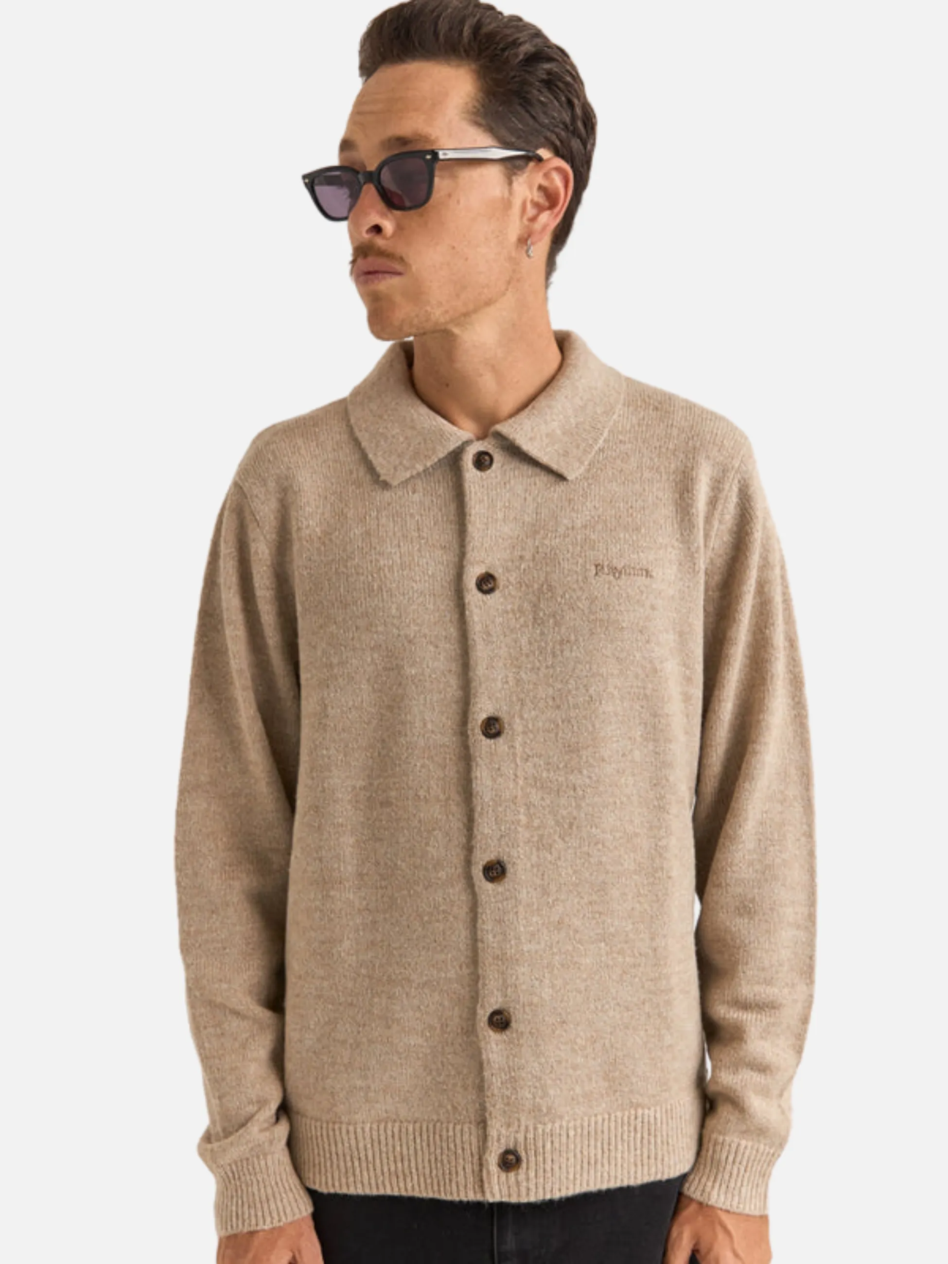 Rhythm Mohair Knit Button Up - Natural